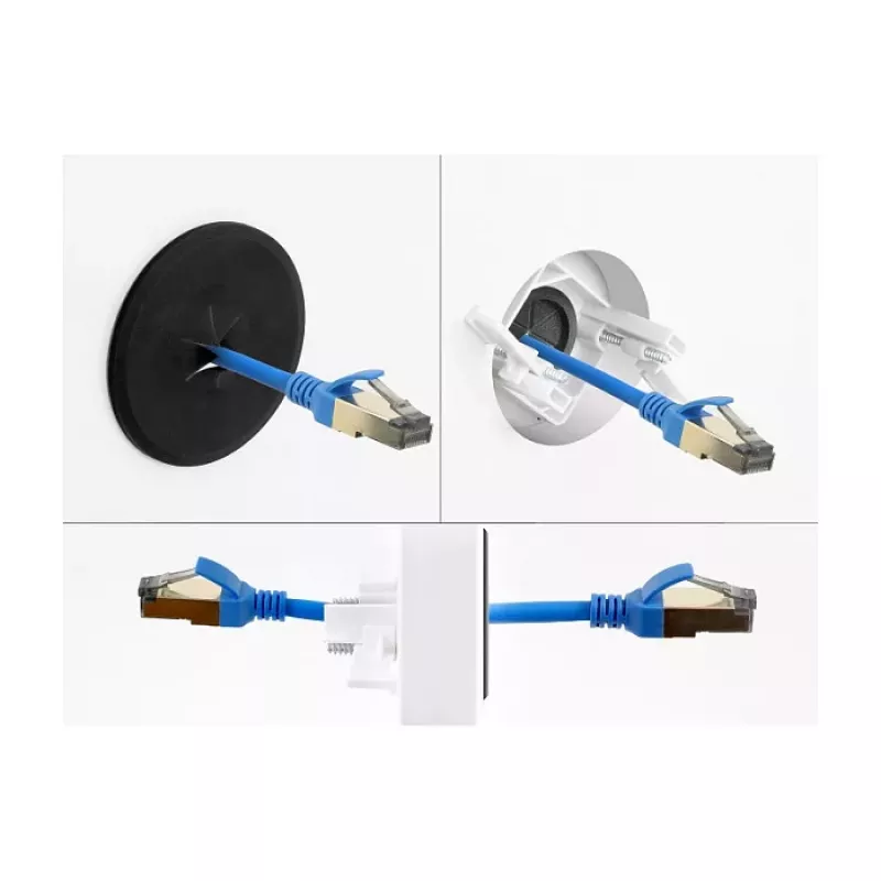 Delock siliconen kabeldoorvoer rond Ø 65 mm voor wandmontage / bureaumontage wit / zwart