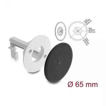 Delock siliconen kabeldoorvoer rond Ø 65 mm voor wandmontage / bureaumontage wit / zwart