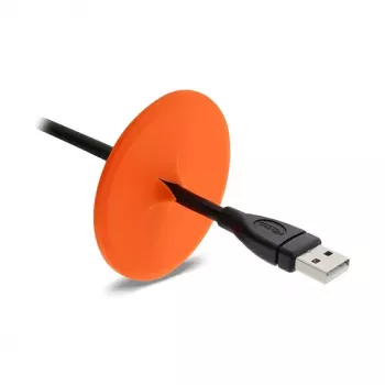 Delock siliconen kabeldoorvoer rond Ø 65 mm wandmontage / tafelmontage wit / oranje