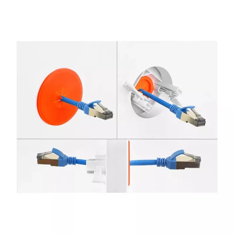 Delock siliconen kabeldoorvoer rond Ø 65 mm wandmontage / tafelmontage wit / oranje