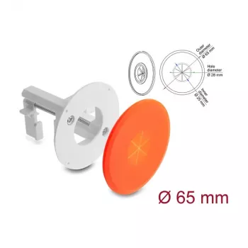 Delock siliconen kabeldoorvoer rond Ø 65 mm wandmontage / tafelmontage wit / oranje