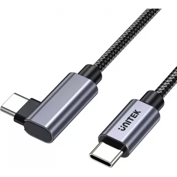 UNITEK USB-C kabel 90° haaks PD 100W 2m zwart