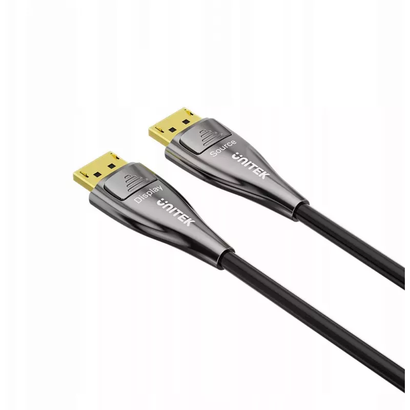 UNITEK Actieve Fiber Optic DisplayPort 2.1 kabel 20m 8K 80Gbps zwart