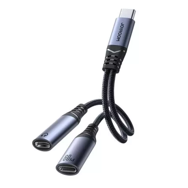 Joyroom SY-C03 USB-C naar 2x USB-C 2in1 DAC-adapter - zwart