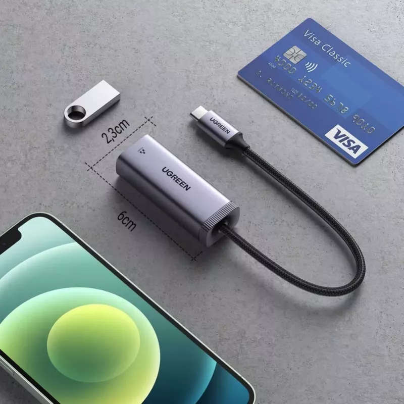 UGREEN USB-C naar RJ45 Gigabit Ethernet-adapter (grijs) - 40322 CM483