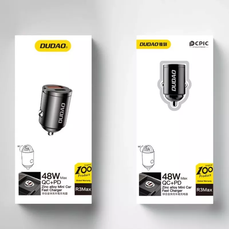 Dudao R3MAX 48W QC PD mini autolader - zwart