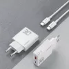 Dudao A30EU GaN 30W USB-C USB-A wandlader met USB-C naar USB-C kabel 1m wit