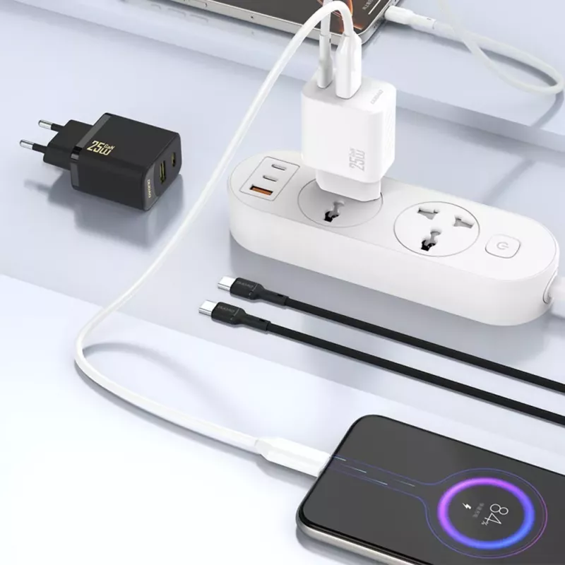 Dudao A26T GaN 25W USB-A, USB-C oplader - zwart