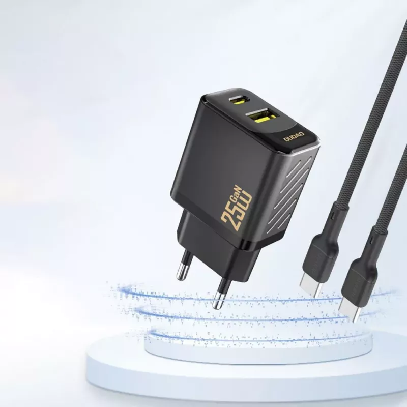 Dudao A26T GaN 25W USB-A, USB-C oplader - zwart