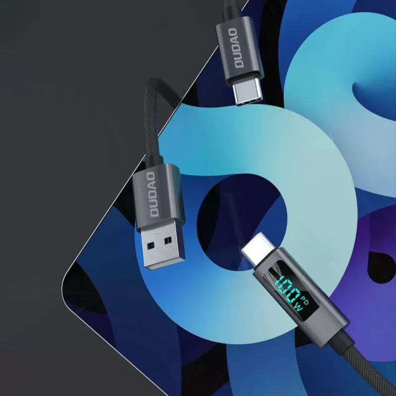 Dudao L7C USB-C naar USB-C 100W kabel met LED-indicator 1m - zwart