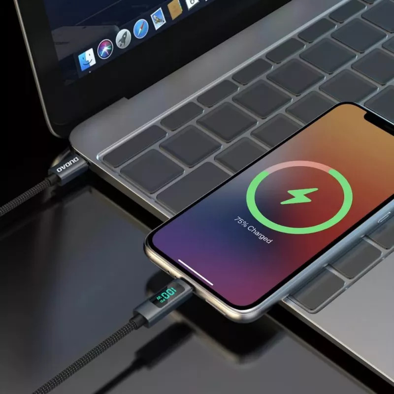 Dudao L7C USB-C naar USB-C 100W kabel met LED-indicator 1m - zwart