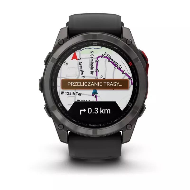 Garmin fenix 8 Pro 51 mm MicroLED saffier carbon grey DLC titanium met zwart/pebblegrey siliconenband
