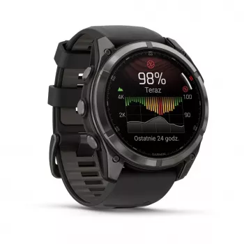 Garmin fenix 8 Pro 51 mm MicroLED saffier carbon grey DLC titanium met zwart/pebblegrey siliconenband