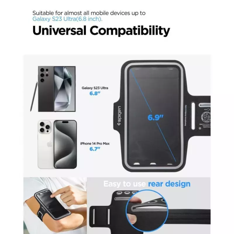 Spigen A703 Dynamic Shield Armband 6,9 inch - zwart