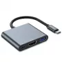 Tech-Protect V1 3in1 USB-C hub-adapter - USB-A 3.0, USB-C PD 100W, HDMI 4K 30Hz - grijs