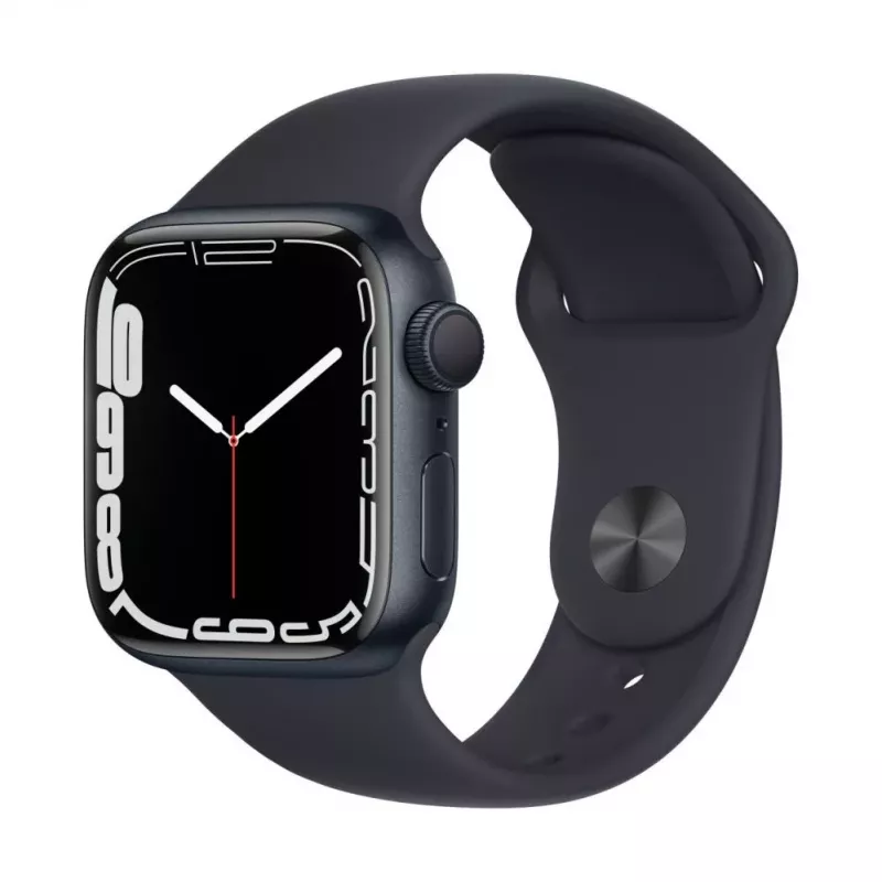 Apple Watch Series 7 GPS, 41mm Midnight aluminium kast met sportband - Regular Midnight