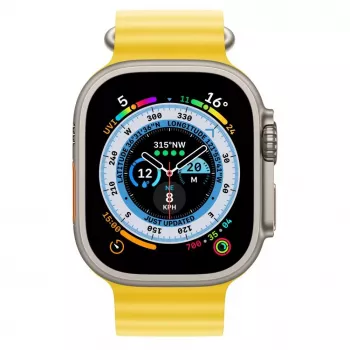 Apple Watch Ultra GPS + Cellular, 49mm titanium behuizing met gele oceaanband