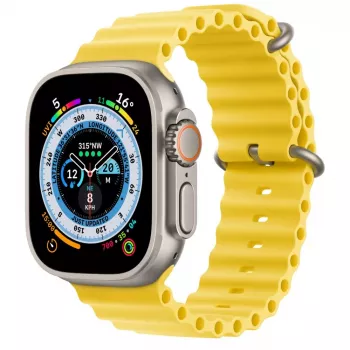 Apple Watch Ultra GPS + Cellular, 49mm titanium behuizing met gele oceaanband