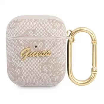 Guess Apple AirPods 1/2-hoesje 4G Script Metal Collection roze