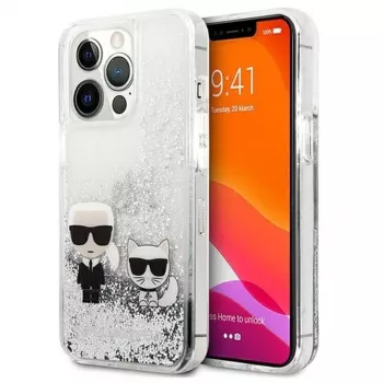 Karl Lagerfeld Apple iPhone 13 Pro Liquid Glitter Choupette Case zilver