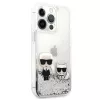 Karl Lagerfeld Apple iPhone 13 Pro Liquid Glitter Choupette Case zilver