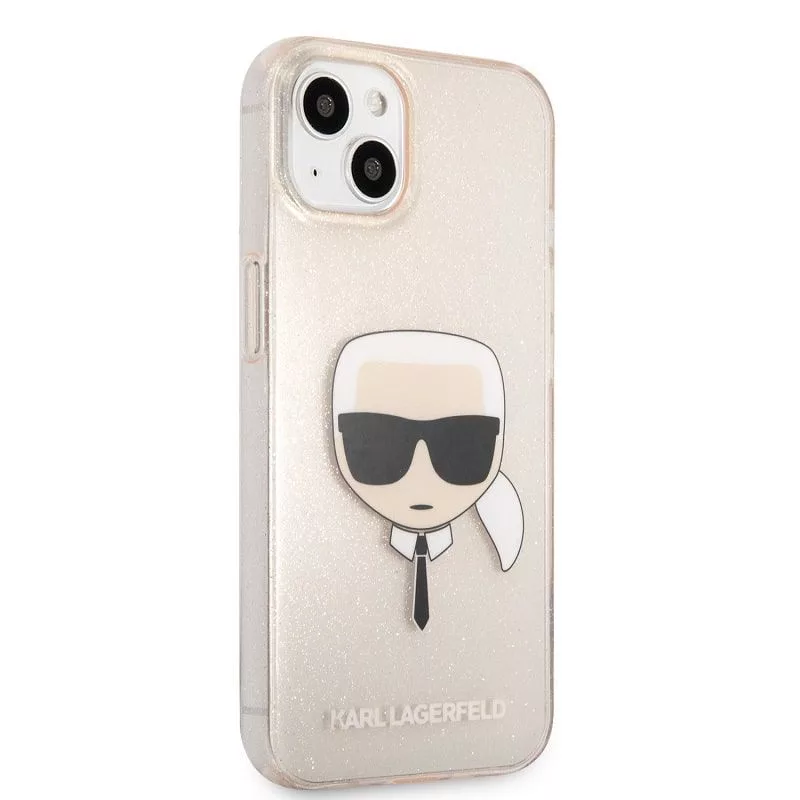 Karl Lagerfeld Apple iPhone 13 TPU Full Glitter Head Case goud