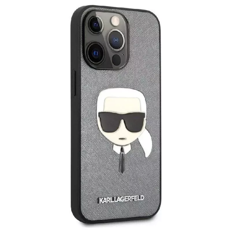 Karl Lagerfeld Apple iPhone 13 Pro Saffiano Karl Head Case zilver