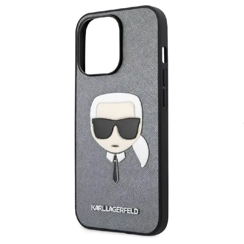 Karl Lagerfeld Apple iPhone 13 Pro Saffiano Karl Head Case zilver