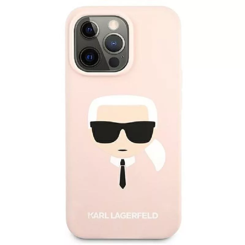 Karl Lagerfeld Apple iPhone 13 Pro Liquid Silicone Karl Head Case roze