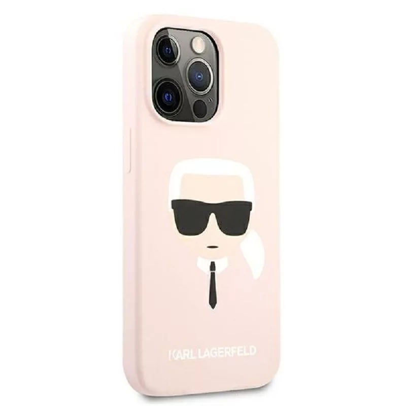 Karl Lagerfeld Apple iPhone 13 Pro Liquid Silicone Karl Head Case roze