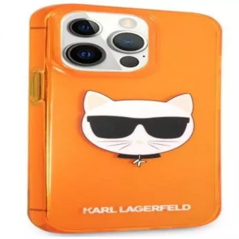 Karl Lagerfeld Apple iPhone 13 Pro Fluo TPU Choupette Head Case oranje
