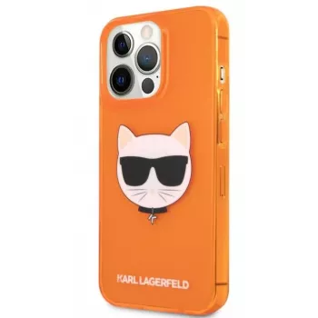 Karl Lagerfeld Apple iPhone 13 Pro Fluo TPU Choupette Head Case oranje