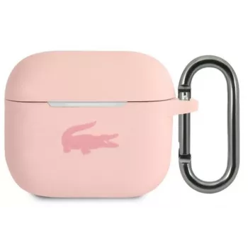 Lacoste Apple AirPods 3 Liquid Silicone Glossy Printing Logo Case roze