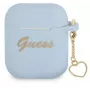 Guess AirPods 1/2 hoesje silicone charm Heart Collection blauw