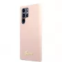 Guess Samsung Galaxy S22 Ultra Siliconen Metal Logo Case roze