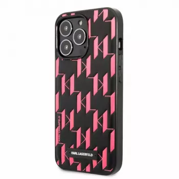 Karl Lagerfeld Apple iPhone 13 Pro Monogram Plaque hoesje zwart roze