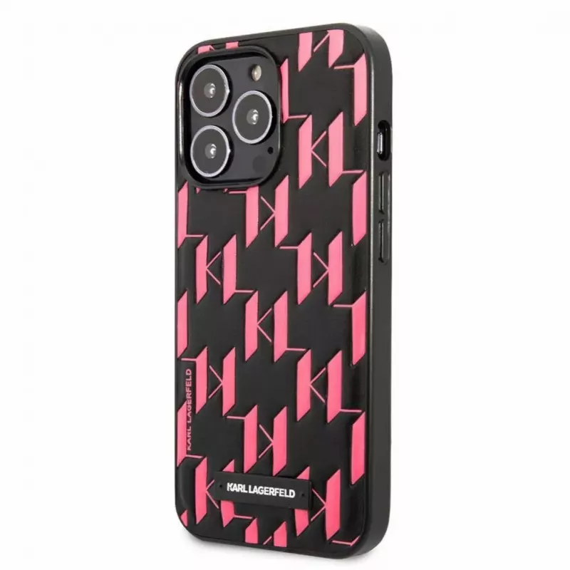 Karl Lagerfeld Apple iPhone 13 Pro Monogram Plaque hoesje zwart roze