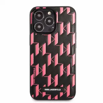 Karl Lagerfeld Apple iPhone 13 Pro Monogram Plaque hoesje zwart roze
