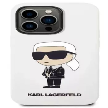 Karl Lagerfeld Apple iPhone 14 Pro Liquid Silicone Ikonik NFT hoesje wit