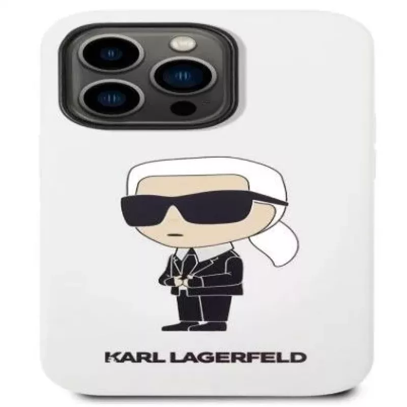 Karl Lagerfeld Apple iPhone 14 Pro Liquid Silicone Ikonik NFT hoesje wit