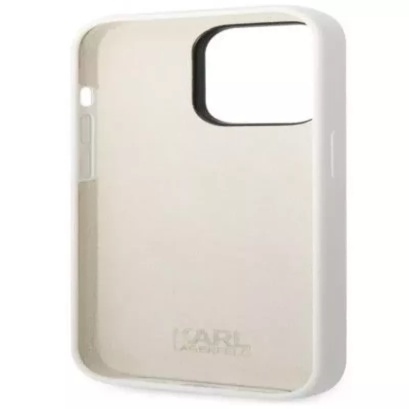 Karl Lagerfeld Apple iPhone 14 Pro Liquid Silicone Ikonik NFT hoesje wit