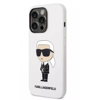 Karl Lagerfeld Apple iPhone 14 Pro Liquid Silicone Ikonik NFT hoesje wit