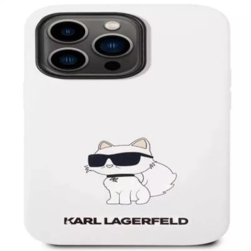 Karl Lagerfeld Apple iPhone 14 Pro Liquid Silicone Choupette NFT hoesje wit