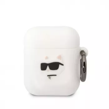 Karl Lagerfeld 3D Logo NFT Choupette Head Silicone Case voor AirPods 1/2 wit