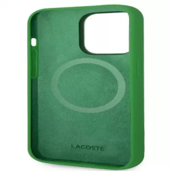 Lacoste Apple iPhone 15 6.1 Liquid Silicone Microfiber Croc Logo Magsafe achterkant hoesje groen