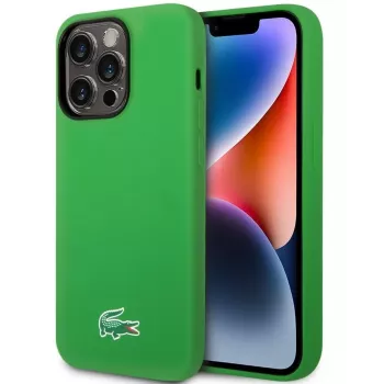 Lacoste Apple iPhone 15 6.1 Liquid Silicone Microfiber Croc Logo Magsafe achterkant hoesje groen