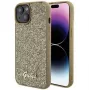 Guess Apple iPhone 15 HC PU Disco Script Metal Gold achterkant hoesje