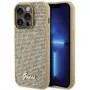 Guess Apple iPhone 15 Pro Max HC PU Disco Script Metal Gold achterkant hoesje
