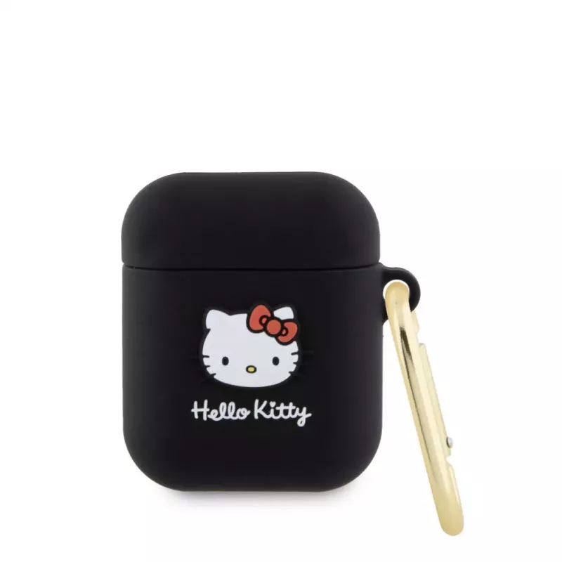 Hello Kitty Liquid Silicone 3D Kitty Head Logo case voor AirPods 1/2 zwart