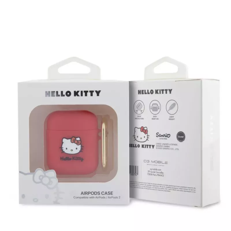 Hello Kitty hoesje voor Apple AirPods 1/2 siliconen 3D Kitty Head rood